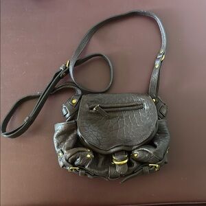 Jerome Dreyfuss Dark Brown Textured Leather Crossbody Bag